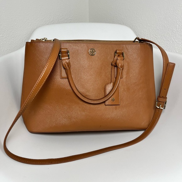 Tory Burch brown Robinson double zip tote bag - Picture 13 of 15